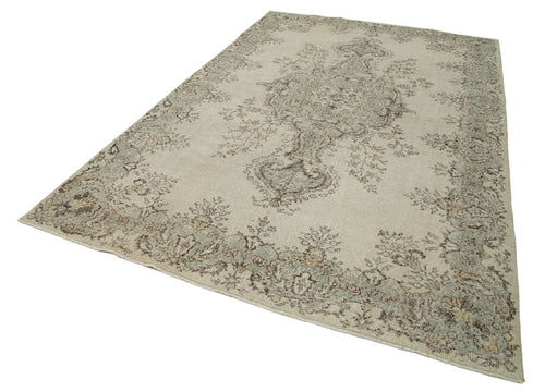 Vintage Beige Vintage Cotton Wool Handmade Area Rug 6'9'' x 10'6''