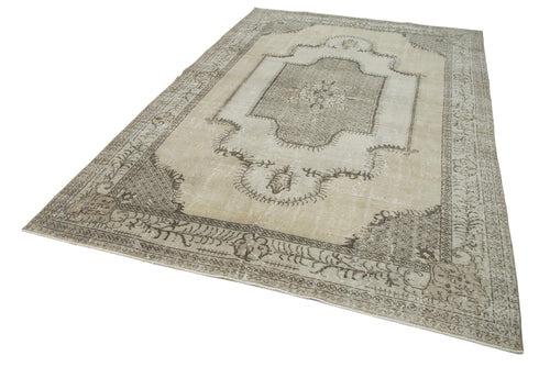 Vintage Beige Vintage Cotton Wool Handmade Area Rug 6'9'' x 10'7''