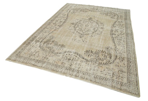 Vintage Beige Vintage Cotton Wool Handmade Area Rug 6'10'' x 10'5''