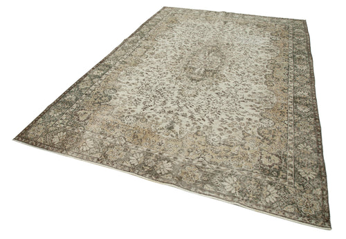 Vintage Beige Vintage Cotton Wool Handmade Area Rug 6'9'' x 10'1''