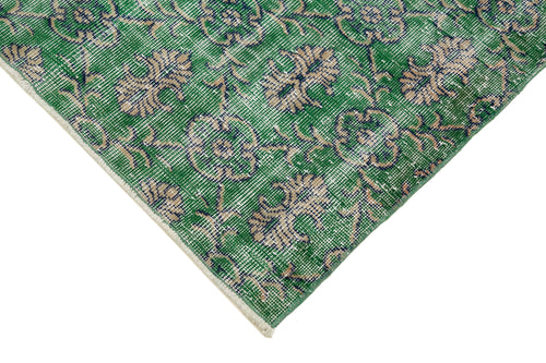 Overdyed Vintage Green Vintage Cotton Wool Handmade Area Rug 2'11'' x 10'3''