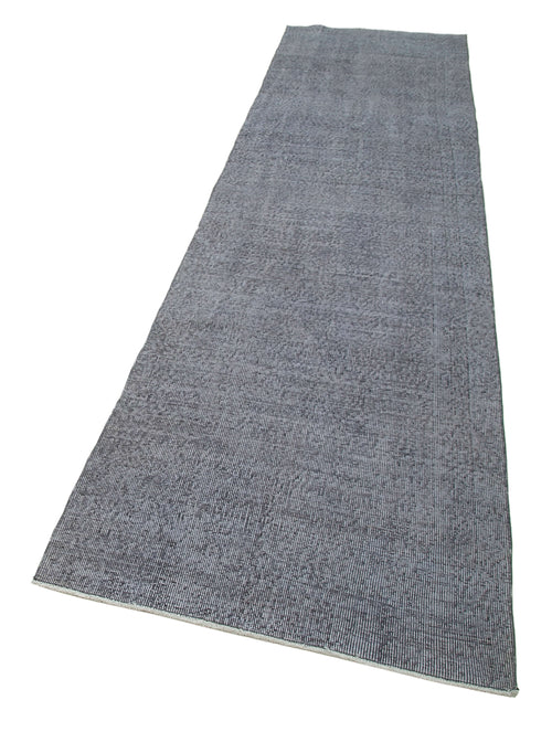 Overdyed Vintage Grey Vintage Cotton Wool Handmade Area Rug 3'0'' x 12'0''