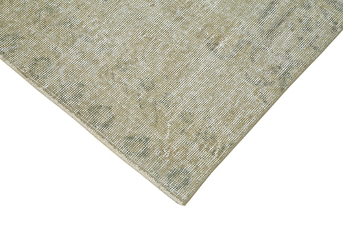 Overdyed Vintage Beige Vintage Cotton Wool Handmade Area Rug 2'7'' x 9'4''