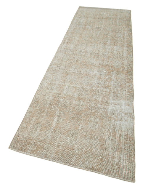 Overdyed Vintage Beige Vintage Cotton Wool Handmade Area Rug 3'0'' x 10'10''