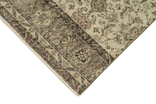 Overdyed Vintage Beige Vintage Cotton Wool Handmade Area Rug 2'8'' x 10'0''