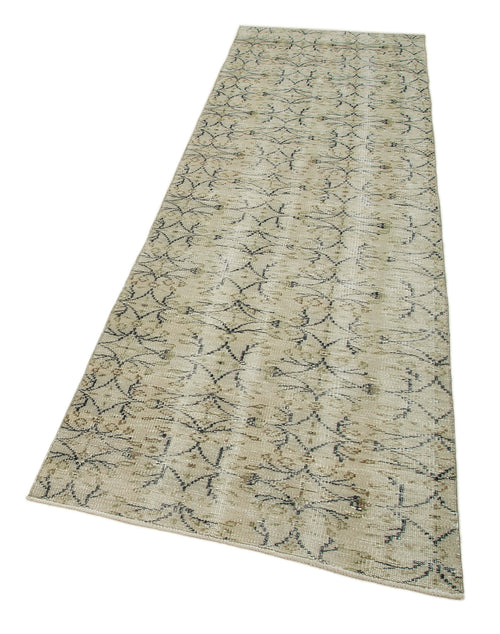 Overdyed Vintage Beige Vintage Cotton Wool Handmade Area Rug 2'10'' x 9'6''