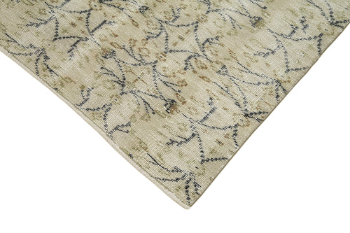 Overdyed Vintage Beige Vintage Cotton Wool Handmade Area Rug 2'10'' x 9'6''