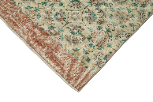 Overdyed Vintage Beige Vintage Cotton Wool Handmade Area Rug 2'8'' x 10'5''