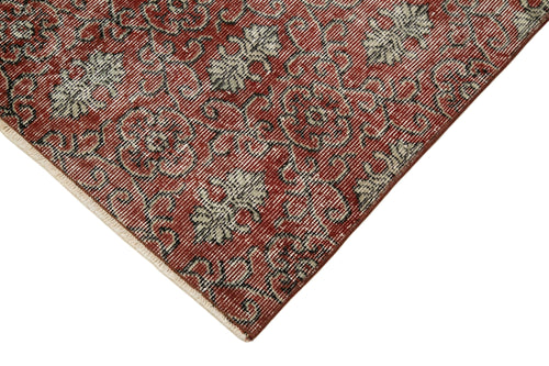 Overdyed Vintage Red Vintage Cotton Wool Handmade Area Rug 2'11'' x 9'9''