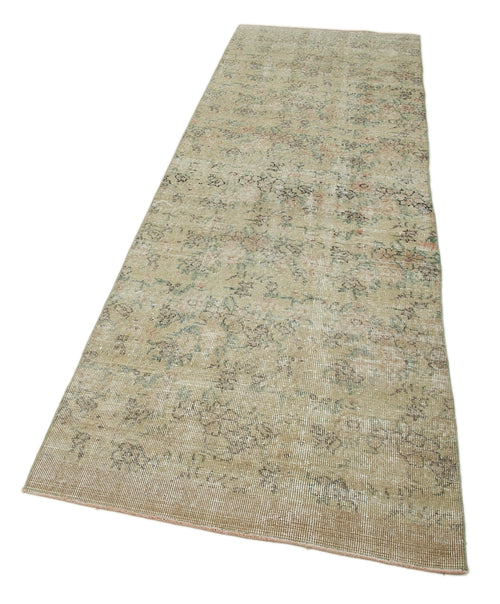 Handmade Area Rug – Overdyed Wool Rug 3'0'' x 9'9'' | Vintage Cotton & Soft Natural Fibers