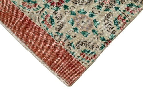 Overdyed Vintage Beige Vintage Cotton Wool Handmade Area Rug 2'10'' x 10'2''