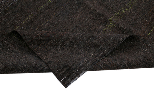 Striped Kilim Brown Striped Goat Hair Handmade Rug 5'3'' x 9'3''