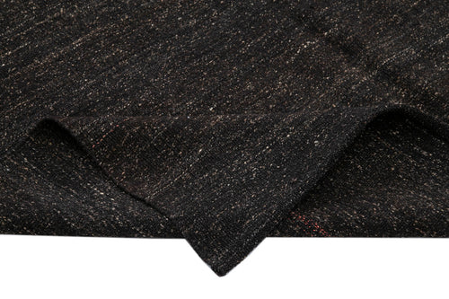 Striped Kilim Brown Striped Goat Hair Handmade Rug 5'2'' x 10'7''