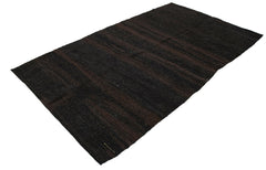 Striped Kilim Brown Striped Goat Hair Handmade Rug 5'0'' x 9'1''