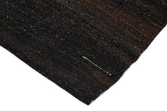 Striped Kilim Brown Striped Goat Hair Handmade Rug 5'0'' x 9'1''