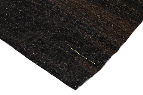 Striped Kilim Brown Striped Goat Hair Handmade Rug 5'0'' x 9'1''