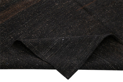 Striped Kilim Brown Striped Goat Hair Handmade Rug 5'0'' x 9'1''