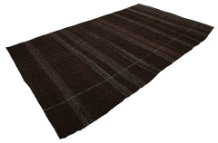 Striped Kilim Brown Striped Goat Hair Handmade Rug 5'8'' x 10'3''