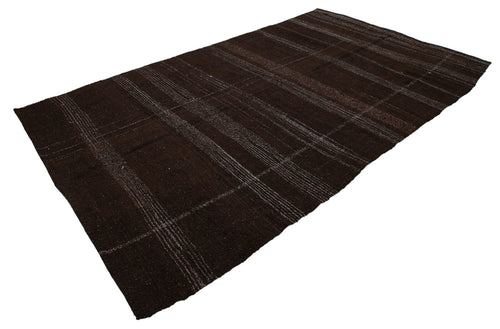Striped Kilim Brown Striped Goat Hair Handmade Rug 5'8'' x 10'3''