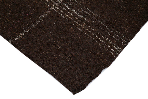 Striped Kilim Brown Striped Goat Hair Handmade Rug 5'8'' x 10'3''