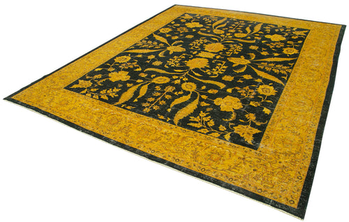 Tebriz Yellow Classic Cotton Wool Handmade Area Rug 9'5'' x 11'5''