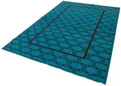 Tebriz Turquoise Classic Cotton Wool Handmade Area Rug 5'11'' x 8'9''