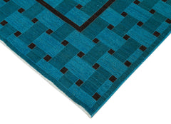 Tebriz Turquoise Classic Cotton Wool Handmade Area Rug 5'11'' x 8'9''