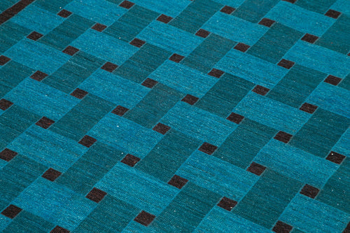 Tebriz Turquoise Classic Cotton Wool Handmade Area Rug 5'11'' x 8'9''