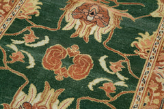 Tebriz Green Classic Cotton Wool Handmade Area Rug 2'11'' x 18'3''