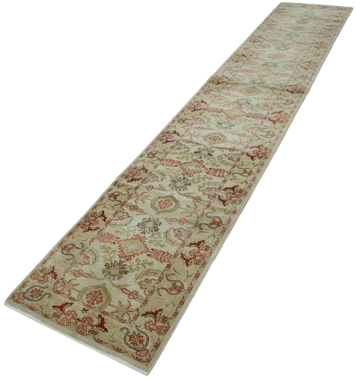 Tebriz Beige Classic Cotton Wool Handmade Area Rug 2'6'' x 13'8''