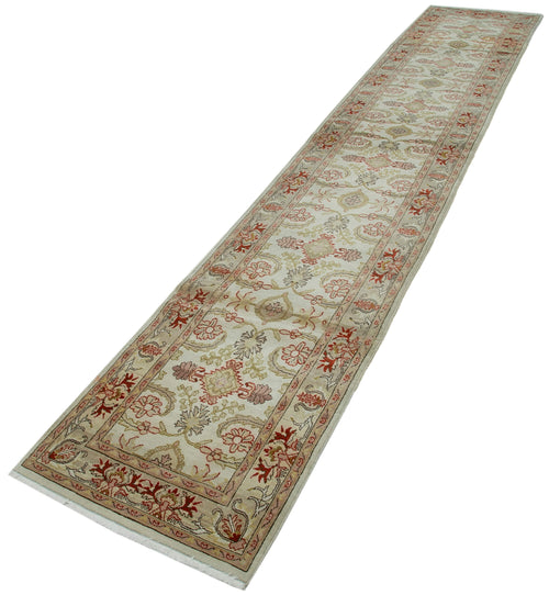 Tebriz Beige Classic Cotton Wool Handmade Area Rug 2'6'' x 13'10''