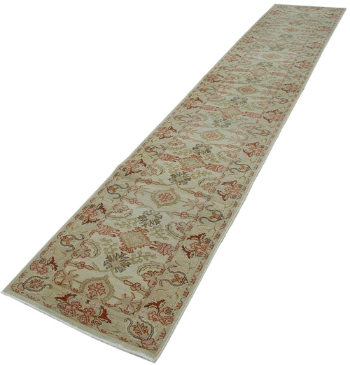 Tebriz Beige Classic Cotton Wool Handmade Area Rug 2'6'' x 13'8''