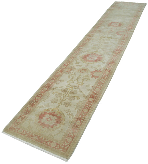 Tebriz Beige Classic Cotton Wool Handmade Area Rug 2'6'' x 13'3''