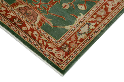 Tebriz Green Classic Cotton Wool Handmade Area Rug 2'11'' x 11'9''
