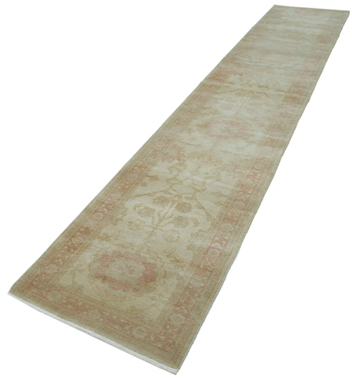 Tebriz Beige Classic Cotton Wool Handmade Area Rug 2'6'' x 13'3''