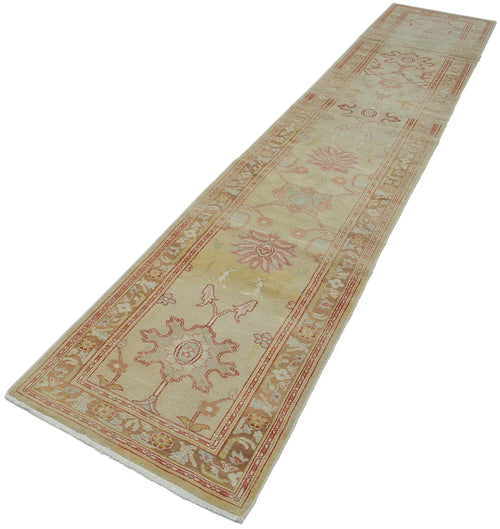 Tebriz Beige Classic Cotton Wool Handmade Area Rug 2'4'' x 13'7''