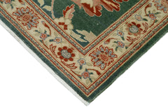 Tebriz Green Classic Cotton Wool Handmade Area Rug 3'0'' x 12'0''