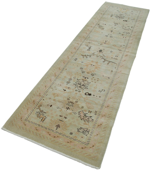Tebriz Beige Classic Cotton Wool Handmade Area Rug 2'7'' x 10'1''