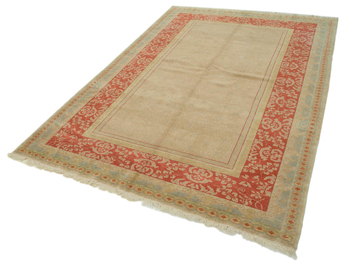 Tebriz Beige Classic Cotton Wool Handmade Area Rug 5'8'' x 8'4''