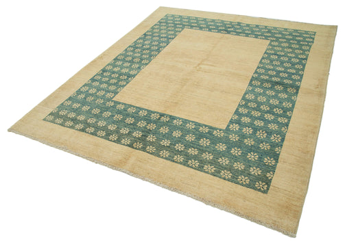 Tebriz Beige Classic Cotton Wool Handmade Area Rug 6'6'' x 7'10''