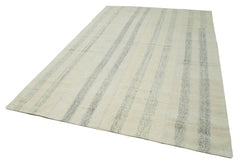 Kirk Yama White Patchwork Cotton Wool Handmade Area Rug 6'11'' x 10'8''