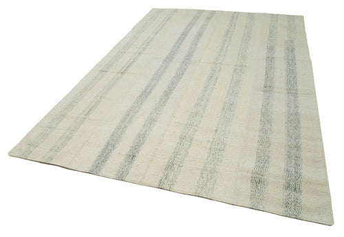 Kirk Yama White Patchwork Cotton Wool Handmade Area Rug 6'11'' x 10'8''
