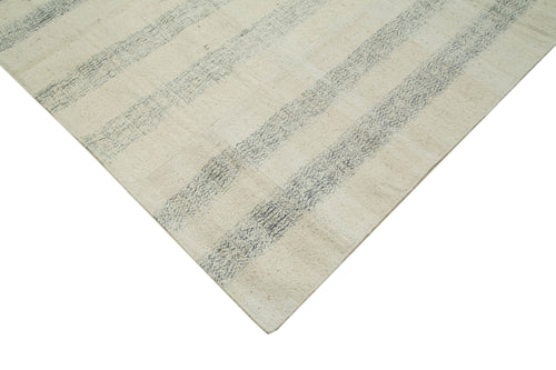 Kirk Yama White Patchwork Cotton Wool Handmade Area Rug 6'11'' x 10'8''