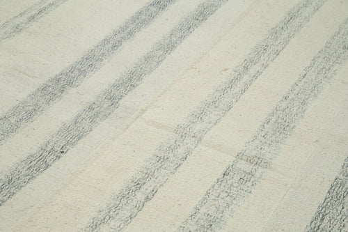 Kirk Yama White Patchwork Cotton Wool Handmade Area Rug 6'11'' x 10'8''