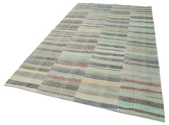Kirk Yama Grey Patchwork Cotton Wool Handmade Area Rug 5'11'' x 9'8''