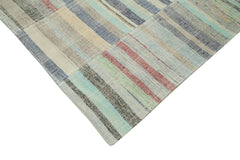 Kirk Yama Grey Patchwork Cotton Wool Handmade Area Rug 5'11'' x 9'8''