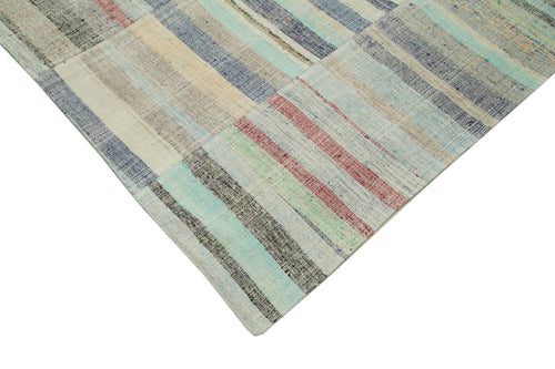 Kirk Yama Grey Patchwork Cotton Wool Handmade Area Rug 5'11'' x 9'8''