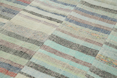 Kirk Yama Grey Patchwork Cotton Wool Handmade Area Rug 5'11'' x 9'8''