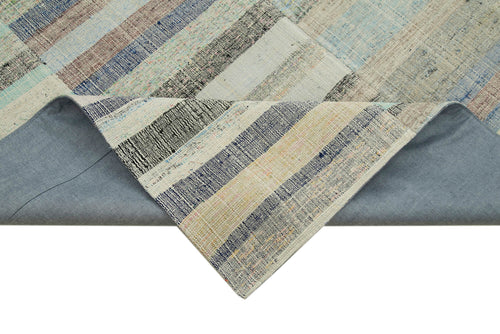 Kirk Yama Grey Patchwork Cotton Wool Handmade Area Rug 5'11'' x 9'8''