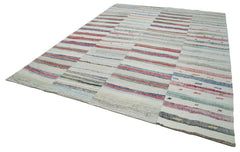 Handmade Area Rug - Kirk Yama Beige Patchwork Cotton Wool Carpet 9'7''x13'2''